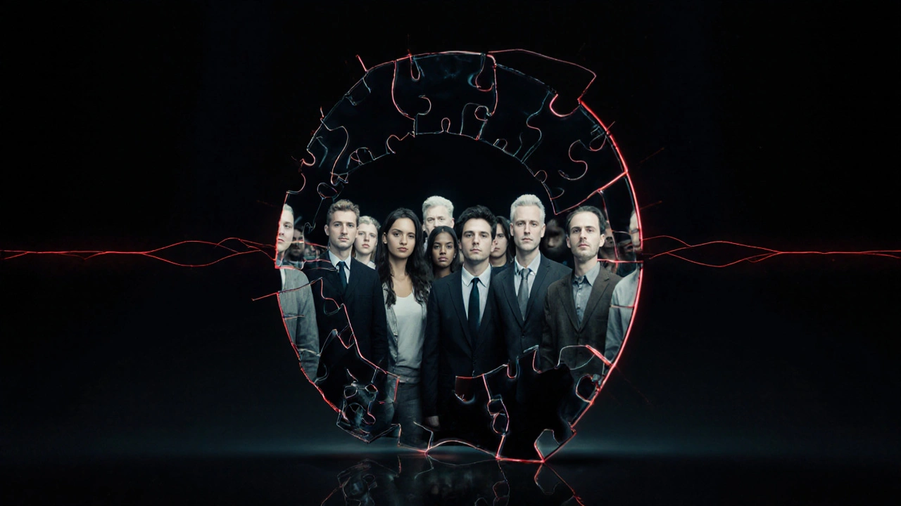 A distorted mirror reflecting only one demographic, symbolizing AI bias.