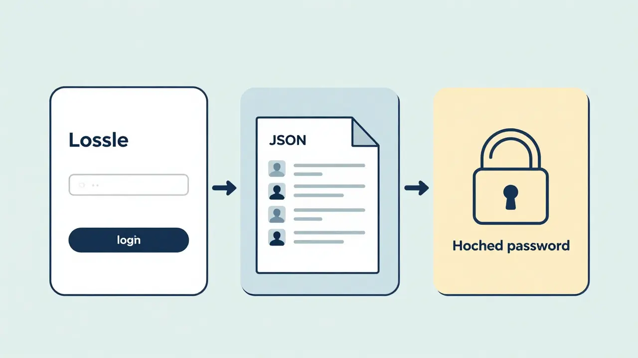 Developer breaking down a login system into three simple, color-coded coding steps.
