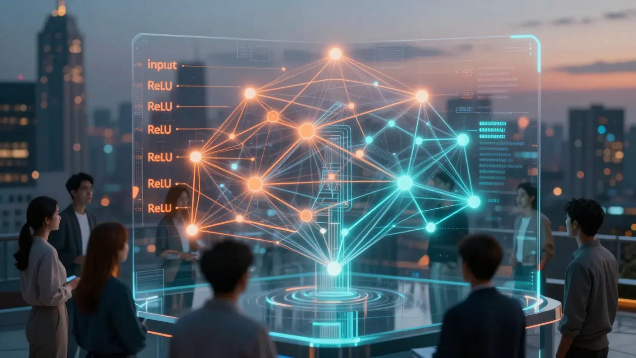Glowing neural network nodes with human reflections symbolizing ethics
