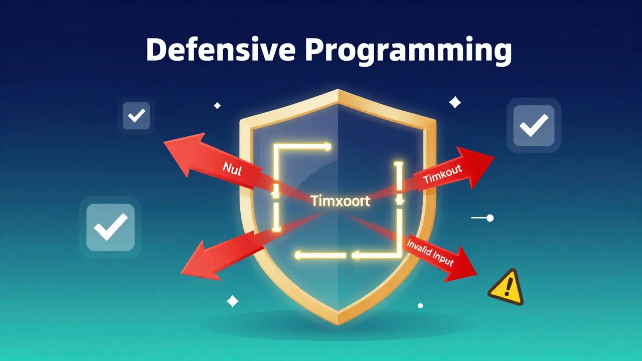 Golden code shield blocking red error arrows in a vector illustration