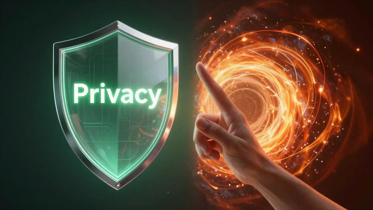Symbolic image balancing data privacy shields with AI insight energy