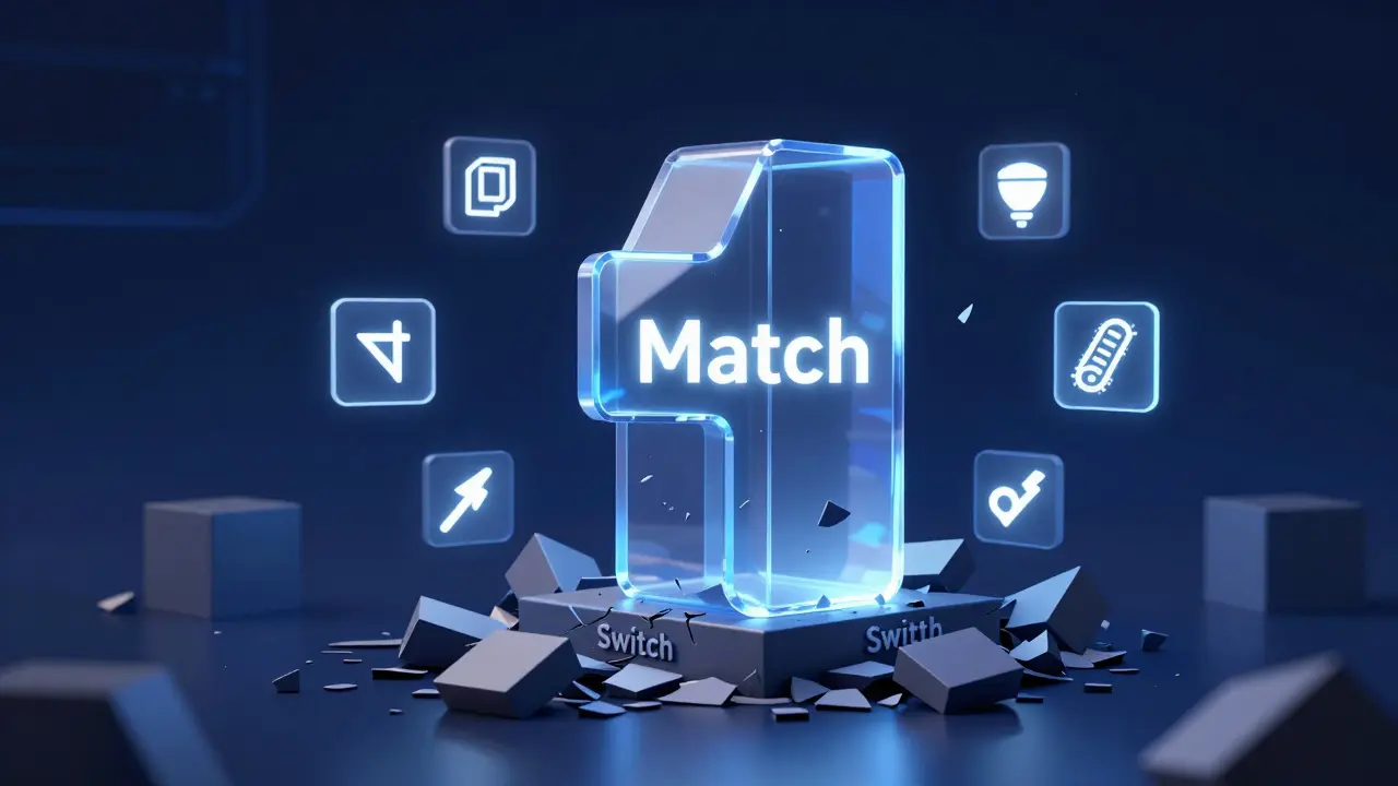 3D render comparing stable match vs chaotic switch
